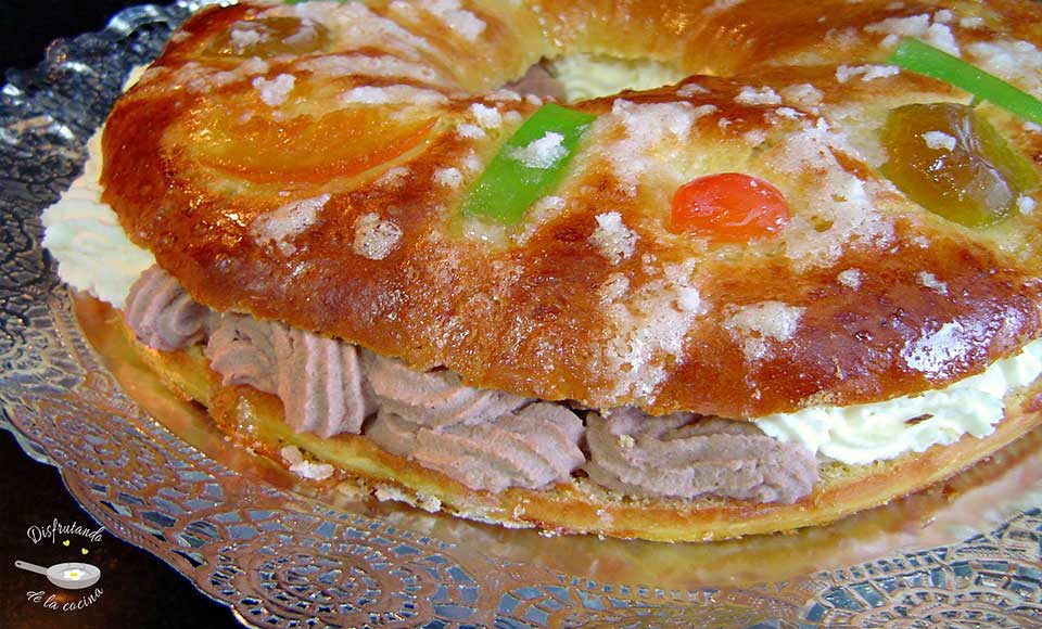 Tortel o roscón de Reyes relleno de nata y trufa