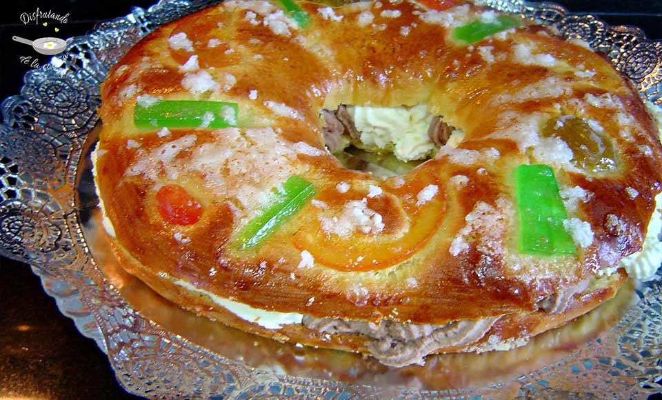 Receta de tortel o roscón de Reyes relleno de nata y trufa