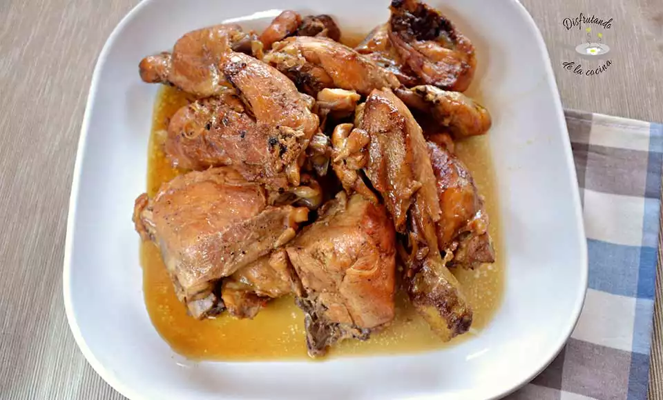 Receta de pollo rustido con coñac