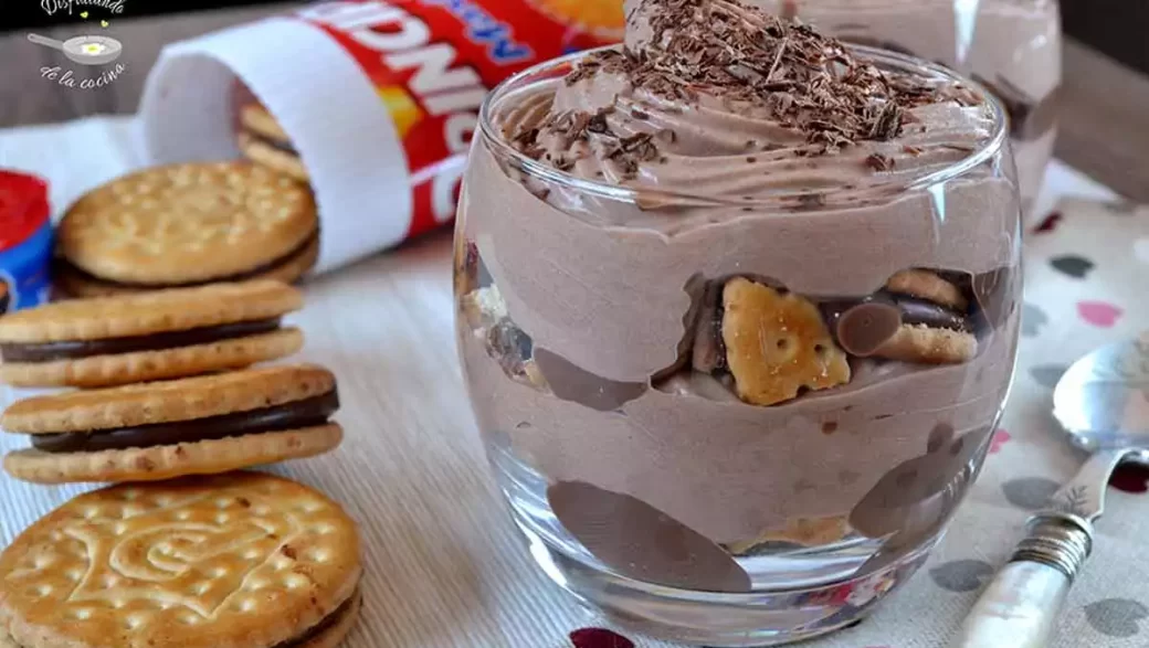 Receta de copa natillas chocolate galleta principe